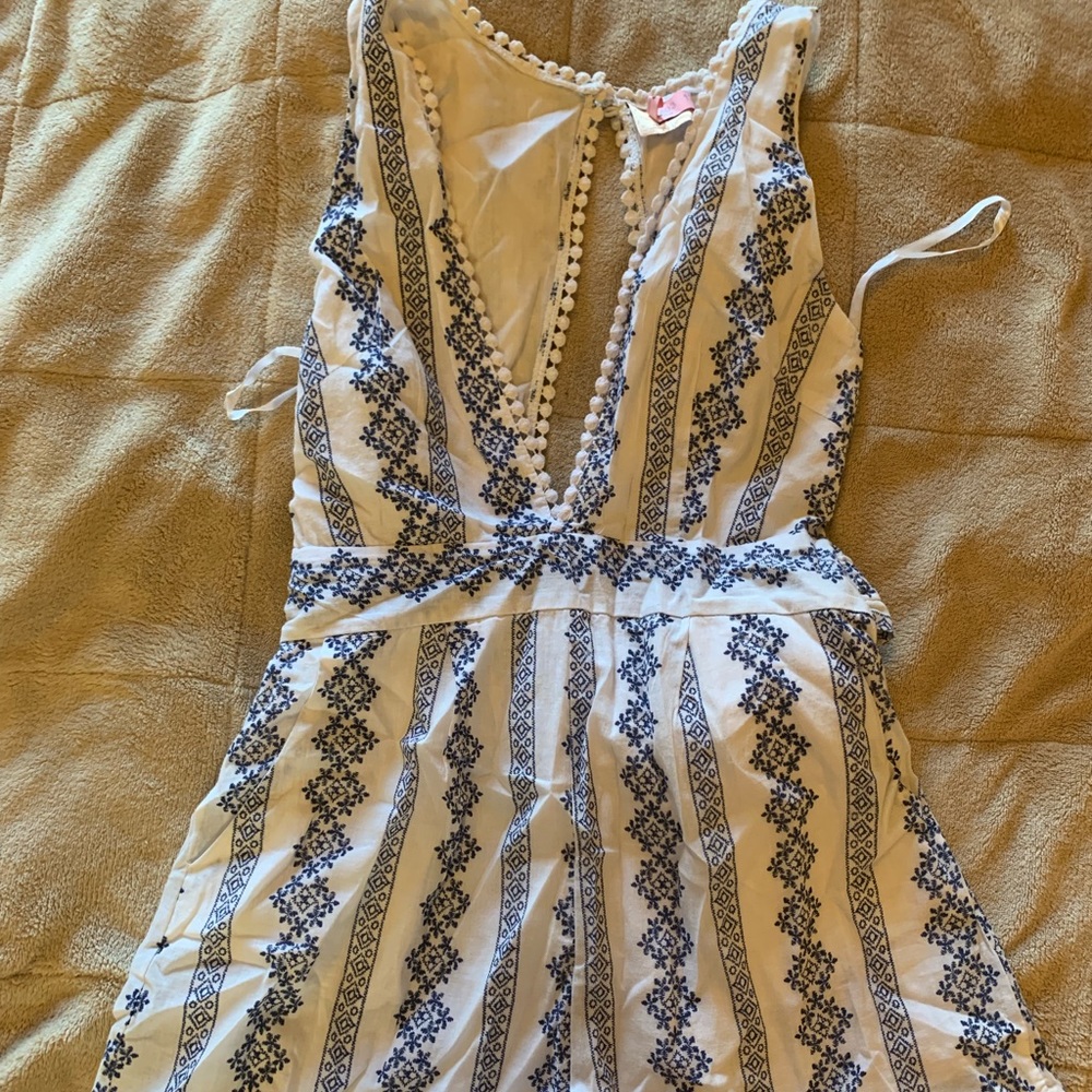 LF blue and white romper